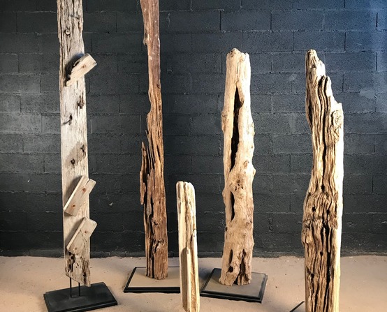 Driftwood sculpture and shelves