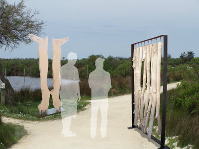 Suspended driftwood screen